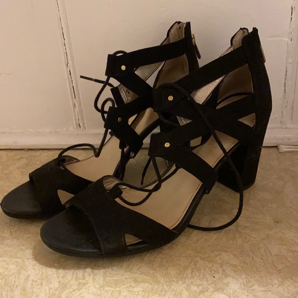 Circus by Sam Edelman Black Suede Strapped Heels